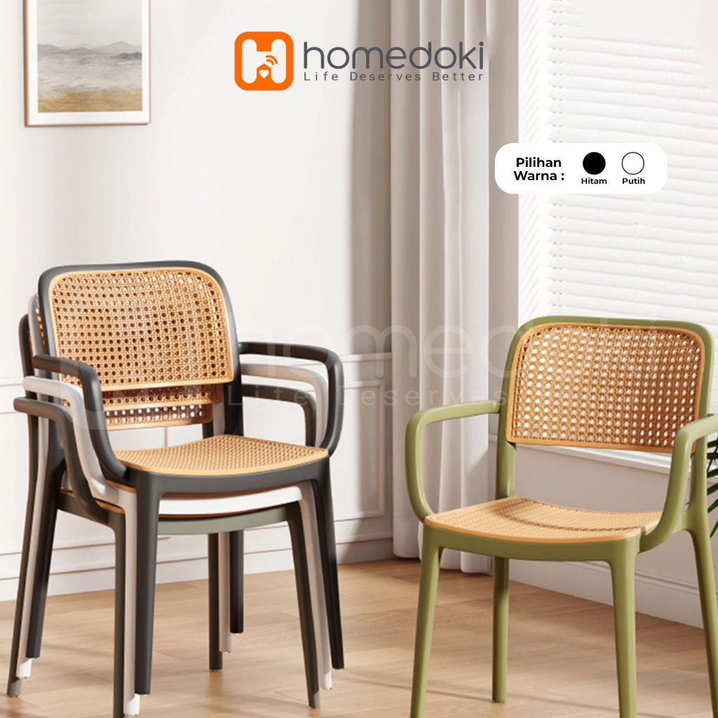 Homedoki Kursi Plastik/Kursi Teras/Kursi Makan/Kursi Cafe/Kursi Rotan