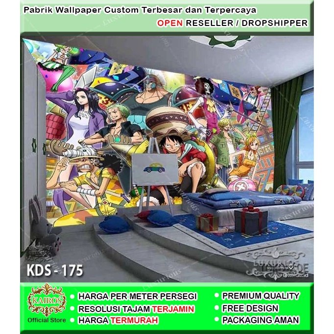 Wallpaper Custom 3D Anak Laki Walpaper Sticker Wallstiker Wall Banner Motif Anime One Piece Naruto