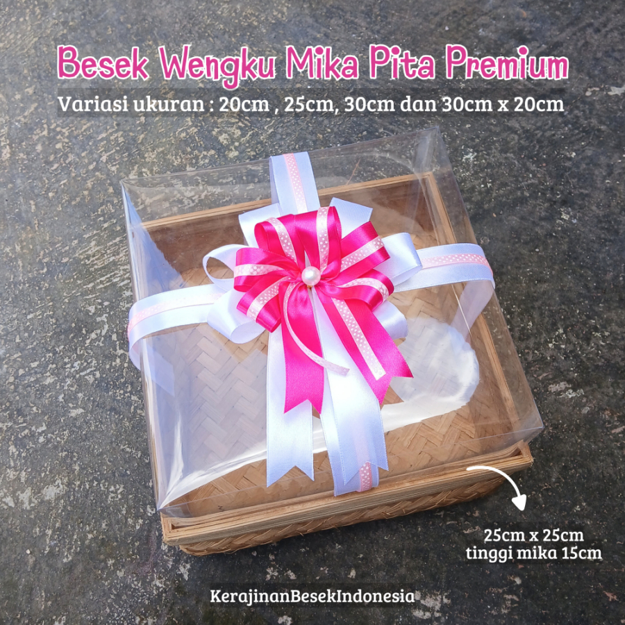 

READY STOCK BOX HAMPERS / HANTARAN Besek Wengku Mika Hias Pita 20-30cm Kotak Murah Parsel seserahan