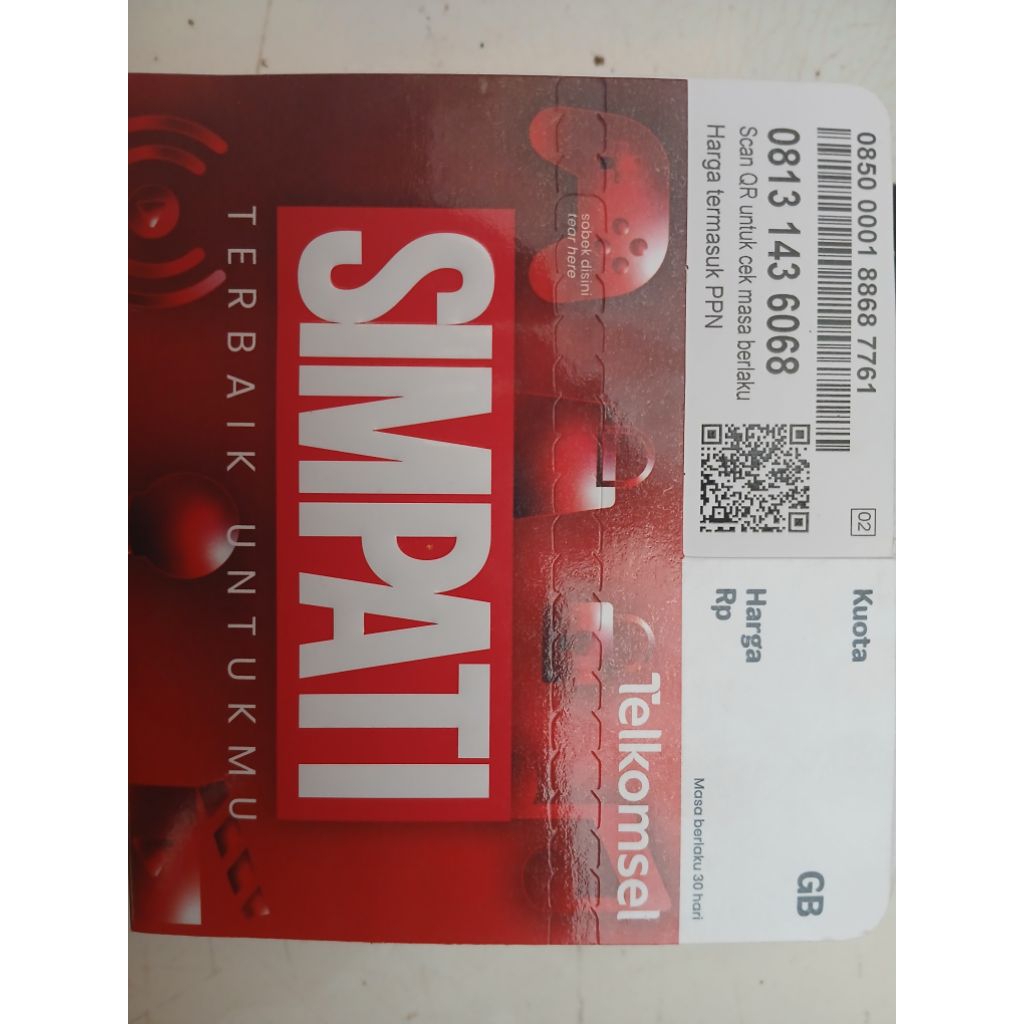 no nocan TELKOMSEL 11digit isi kuota 3GB