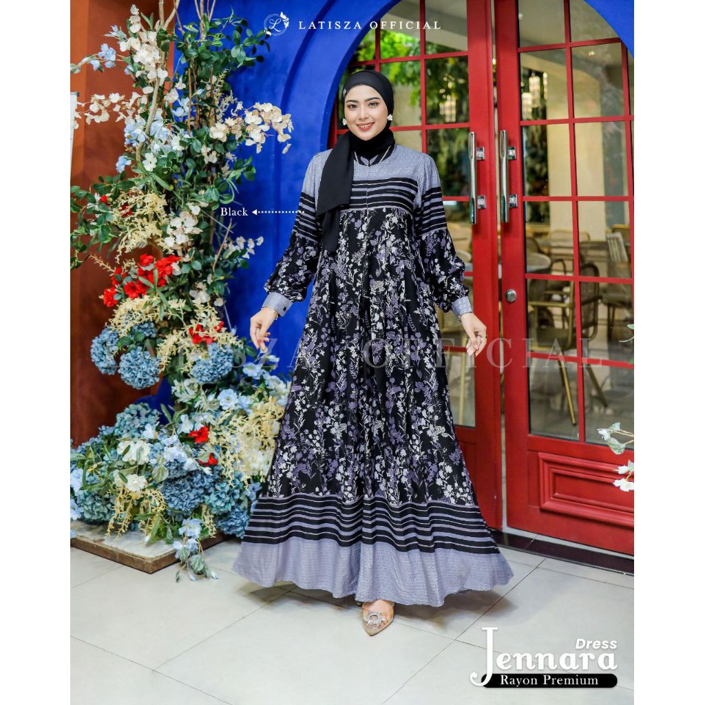 JENNARA DRESS BY LATISZA √ Gamis motif √ Gamis cantik √ Gamis premium