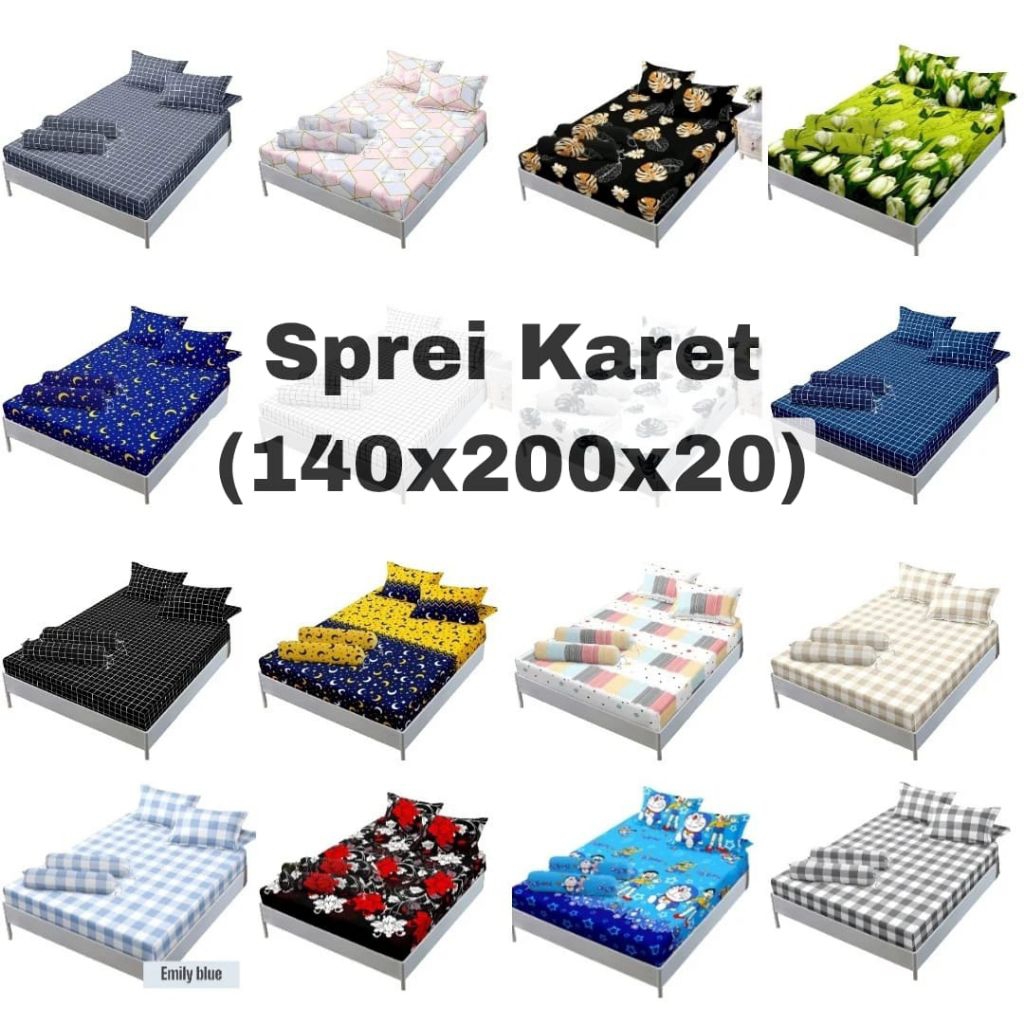 Sprei 1 Set Ukuran (140x200x20) Motif Aesthetic Komplit Sarung Bantal Guling / Seprei Karet Katun Ha