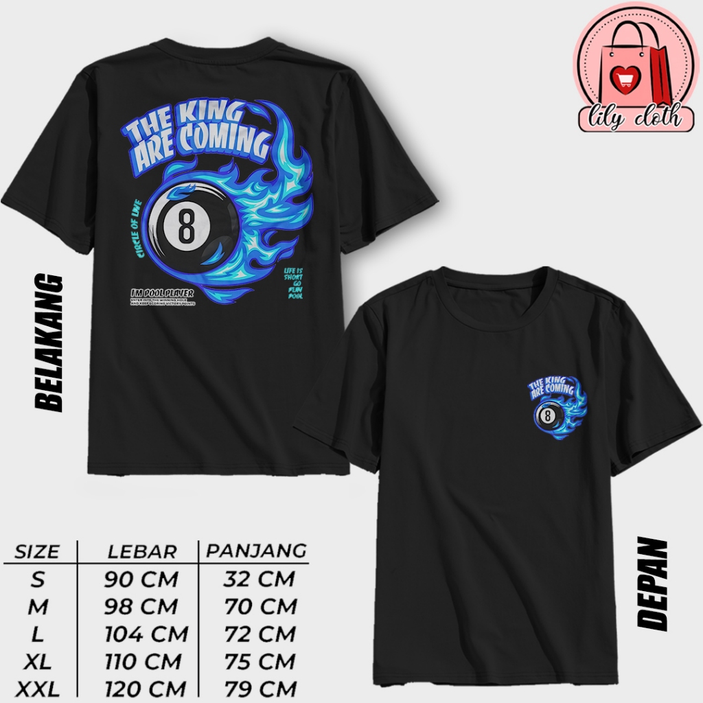 KAOS 8BALL POOL BAJU BILLIARD THE KING KEREN TERBARU KAOS DISTRO PREMIUM TSHIRT BISA COD