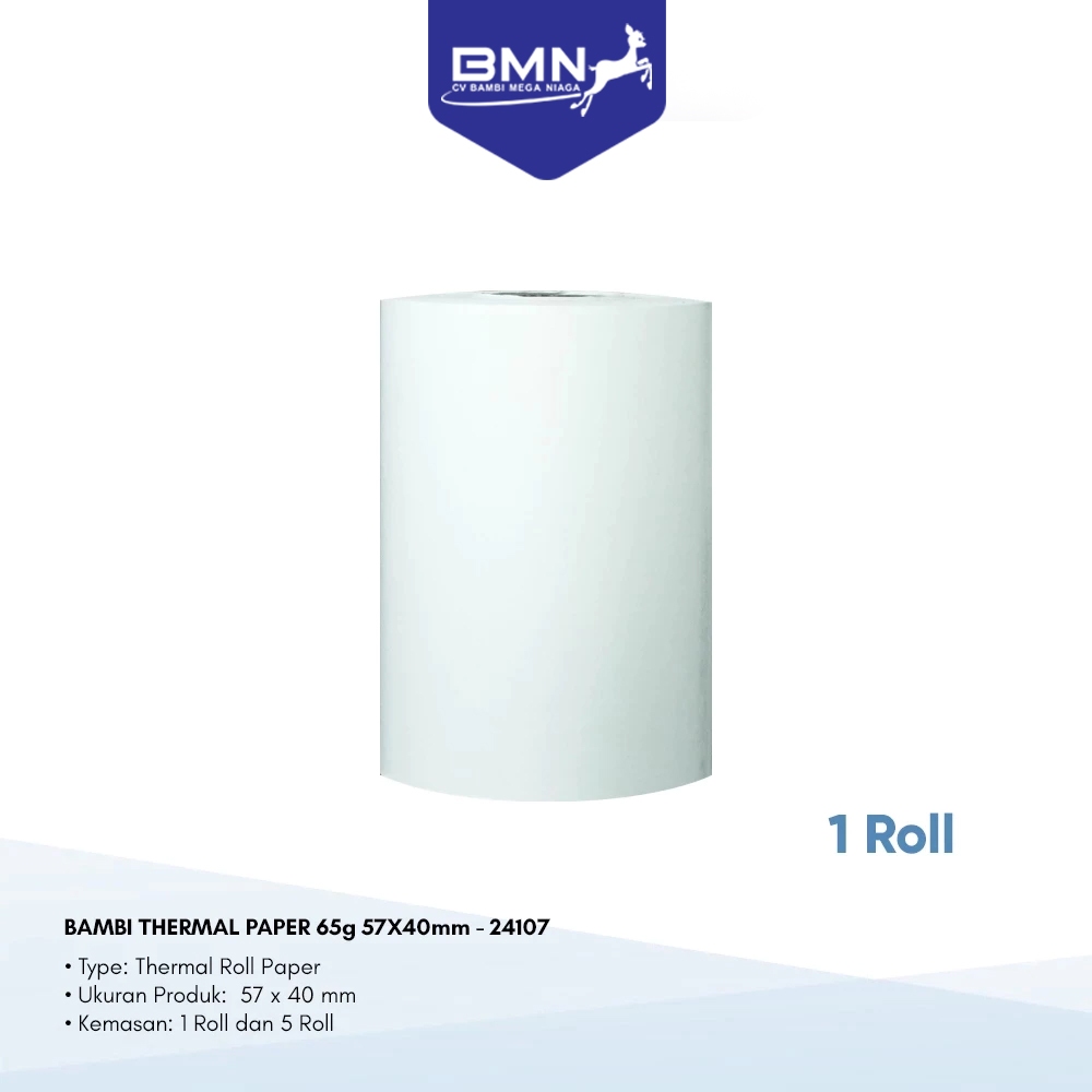 

BAMBI Thermal Paper / Kertas Kasir 65g 57x40mm - 24107