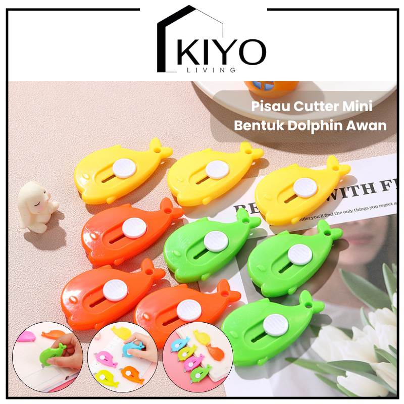 

KIYO Pisau Cutter Mini Bentuk Dolphin Awan / Alat Bantu Potong Kertas Plastik Unboxing Paket