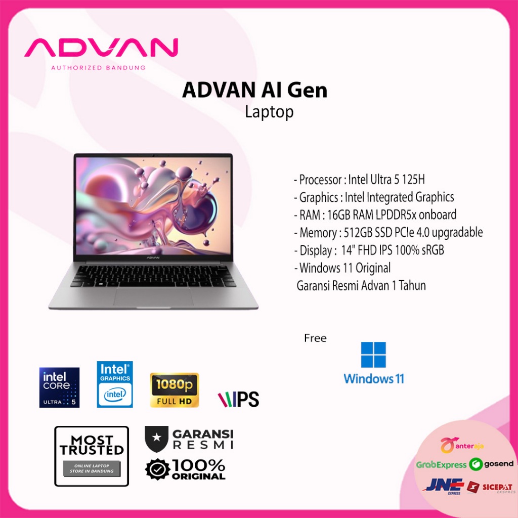 Advan AI GEN AMD Ryzen 7 8845HS 16GB 512SSD 780M W11