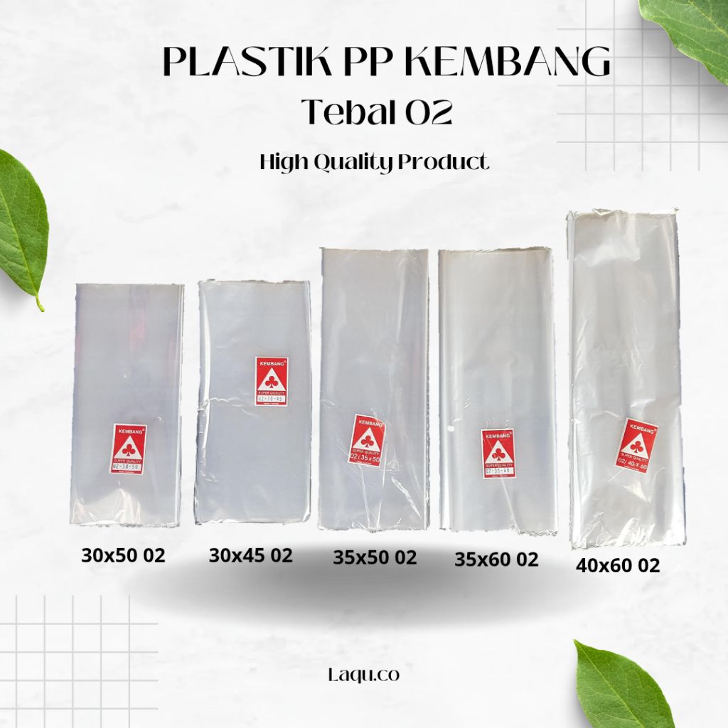 Plastik PP Bening Tebal 02 Ukuran 30x45 30x50 35x50 35x60 40x60 kembang Tipis