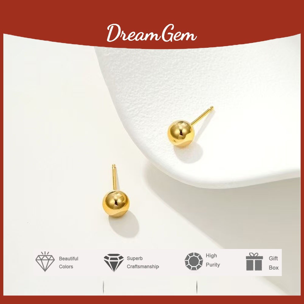 Kancing Berlapis Emas Anting-Anting Emas Bulat Perhiasan Perhiasan Aksesoris Perhiasan Halus