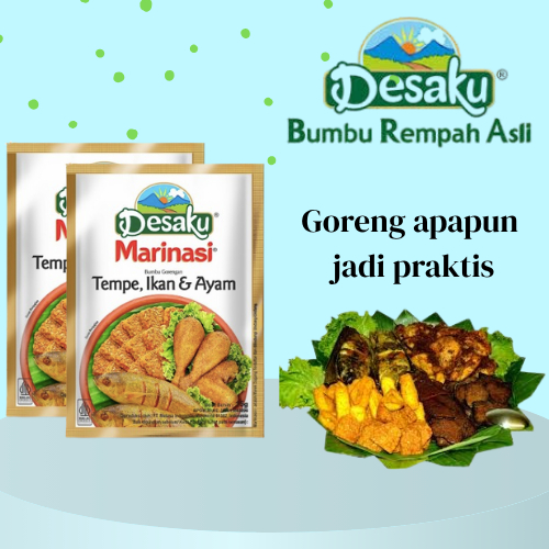 

Desaku Marinasi Bumbu goreng Tempe, Ikan & Ayam kemasan sachet 12,5 gr X 12 sachet -1 renceng