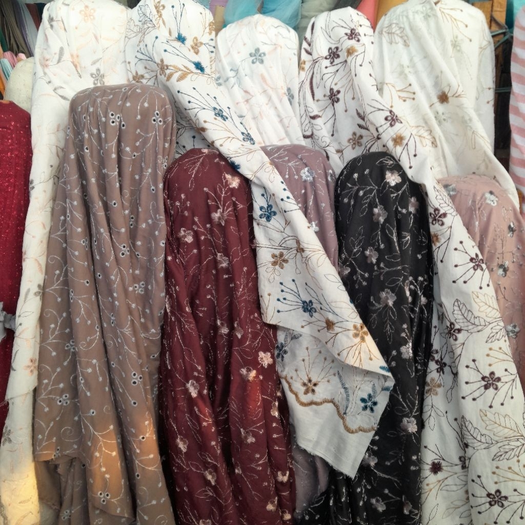 Kain katun bordir | kain Katun bordir bunga