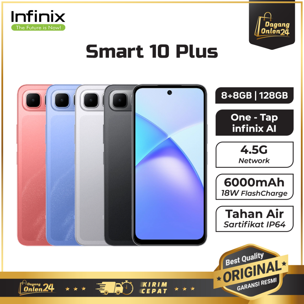 infinix Smart 10 Plus 8GB/128GB Layar Jernih 6000mAh HP Gaming 1 Jutaan Garansi Resmi