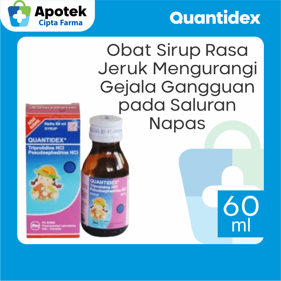 Quantidex Sirup Rasa Jeruk Pseudoephedrine Hci Obat Flu Pilek Hidung Tersumbat Alergi dan Pusing