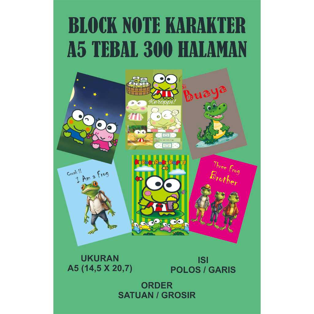 

Block Note Karakter A5 Tebal 150 lembar / 300 halaman
