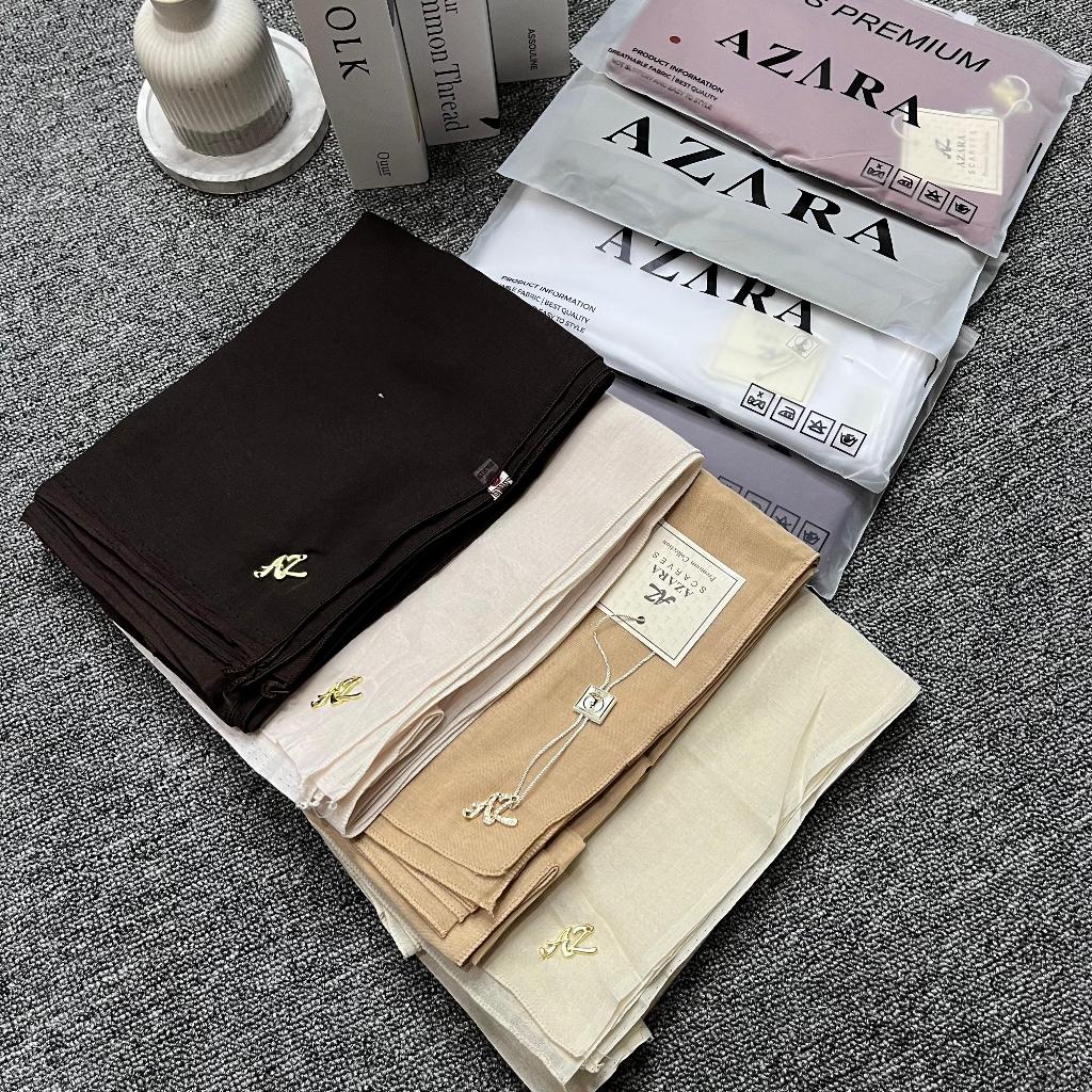 Hijab Segi Empat Paris Premium metal logo Original Azara | Free Pouch