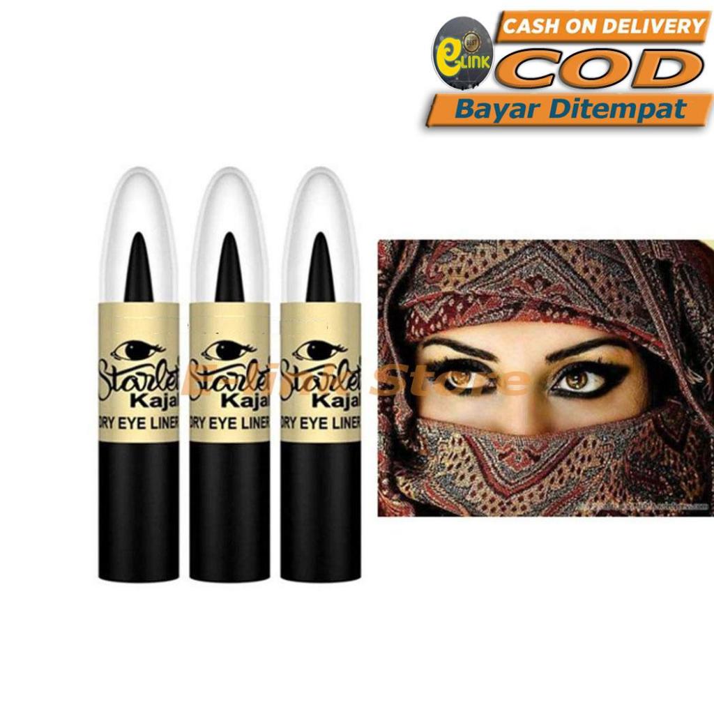 Celak Mata Kajal Starlet Eyeliner Herbal Halal Sensasi Mint Waterproof Aman untuk Sholat Hitam India