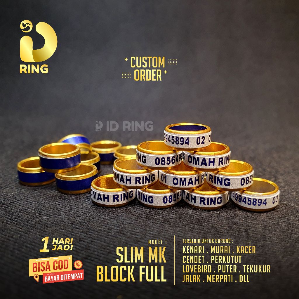 ID Ring | Slim MK Premium Per 15 Pcs | Ring Burung Costome - Khusus Merpati