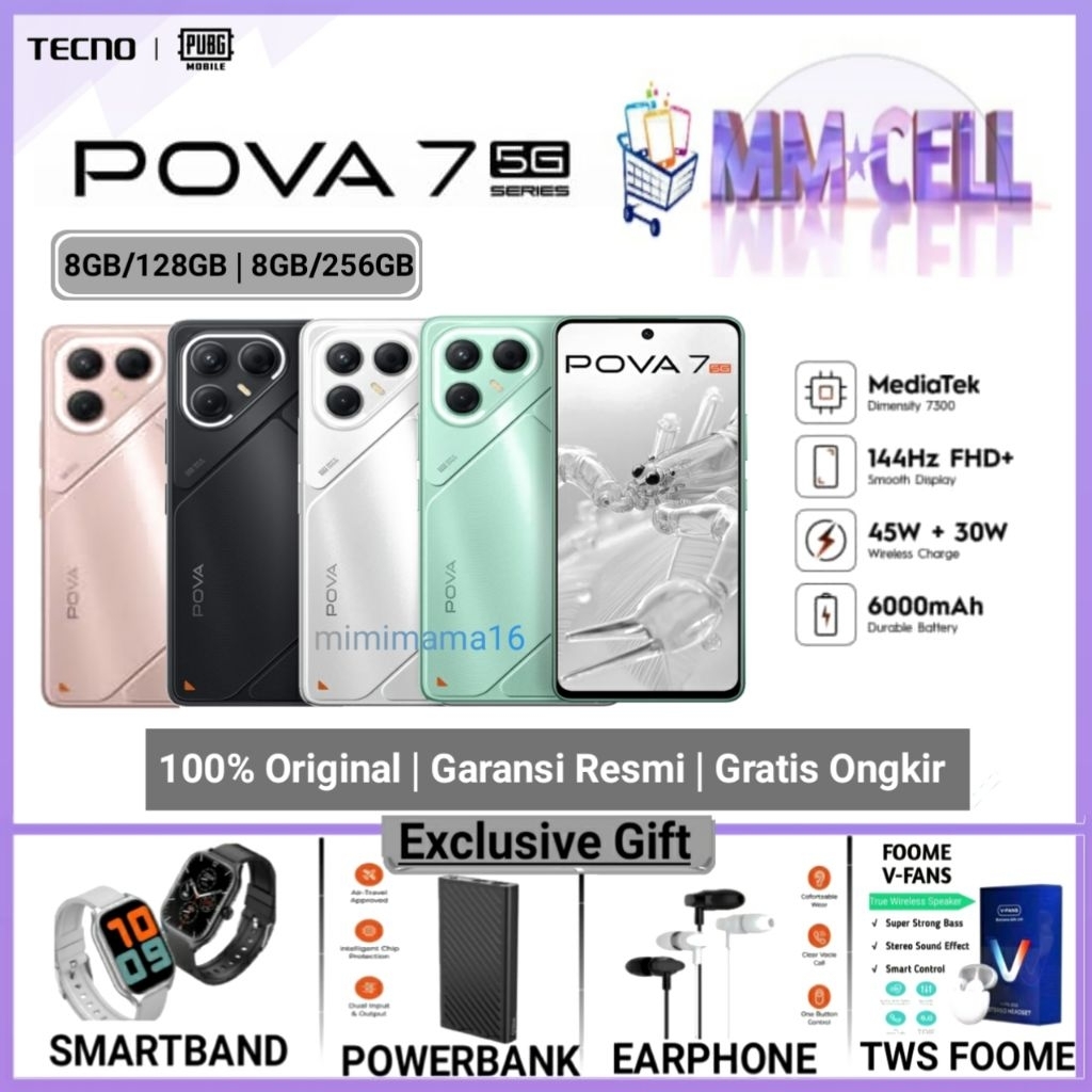 TECNO POVA 7 5G RAM 8/128 GB | POVA 7 5G RAM 8/256 GB GARANSI RESMI TECNO