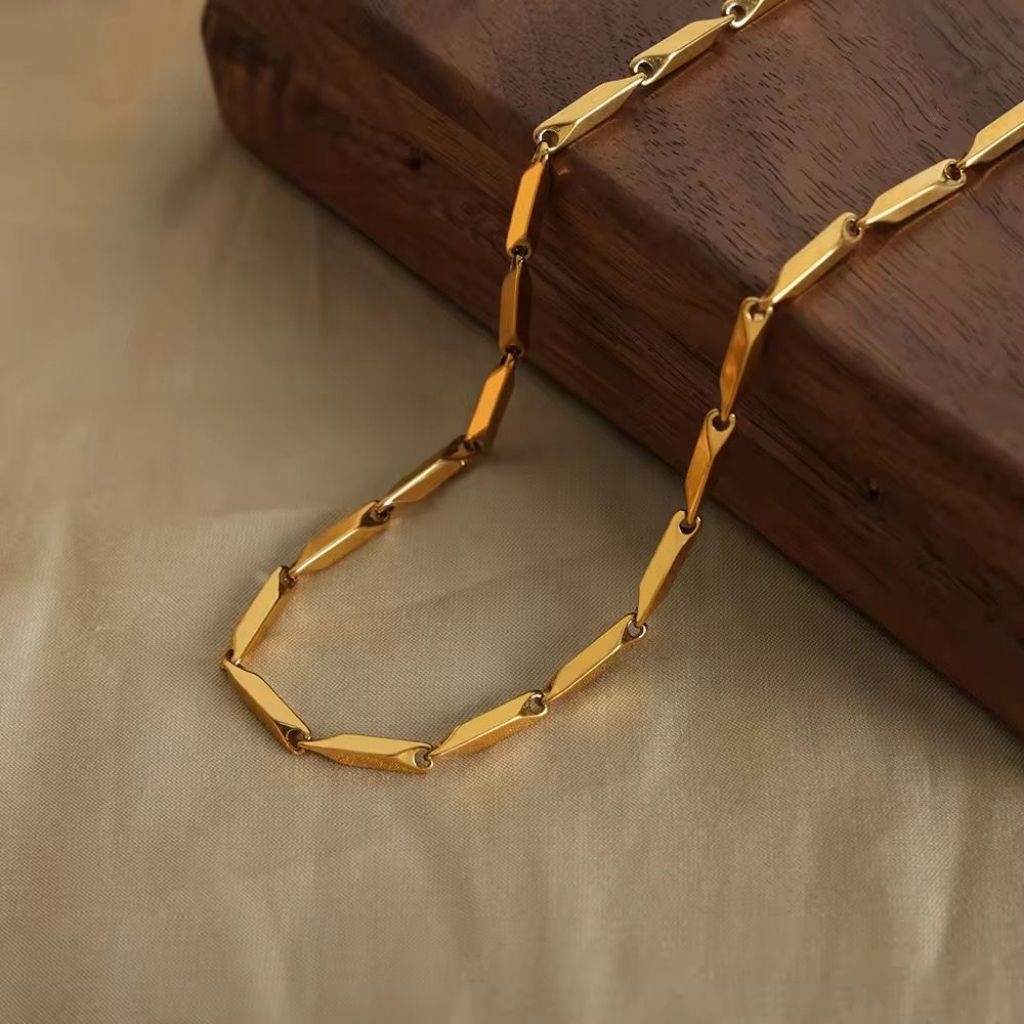 Kalung Titanium Stainless steel Model Padi Gold