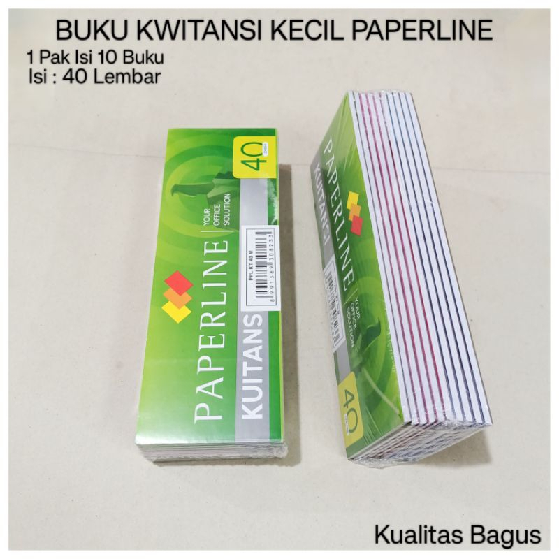 

Buku Kwitansi Kecil Paperline PPL KT 40M - Ukuran 21.5 x 7.5 cm, Isi 40 Lembar Per Pack (isi 10 Buku)
