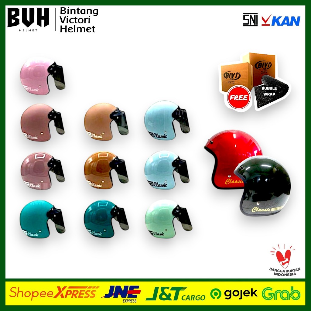 Helm Bogo Classic Retro SNI BIVI Half Face Dewasa Hijab