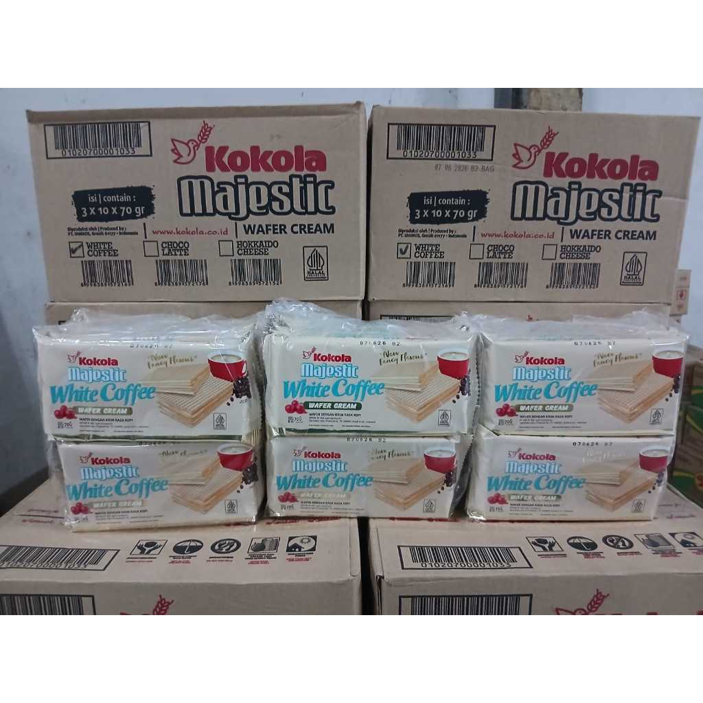 Brothoaly Wafer Kokola Majestic White Coffe 70 Gram 1 Dus Isi 30 Pcs