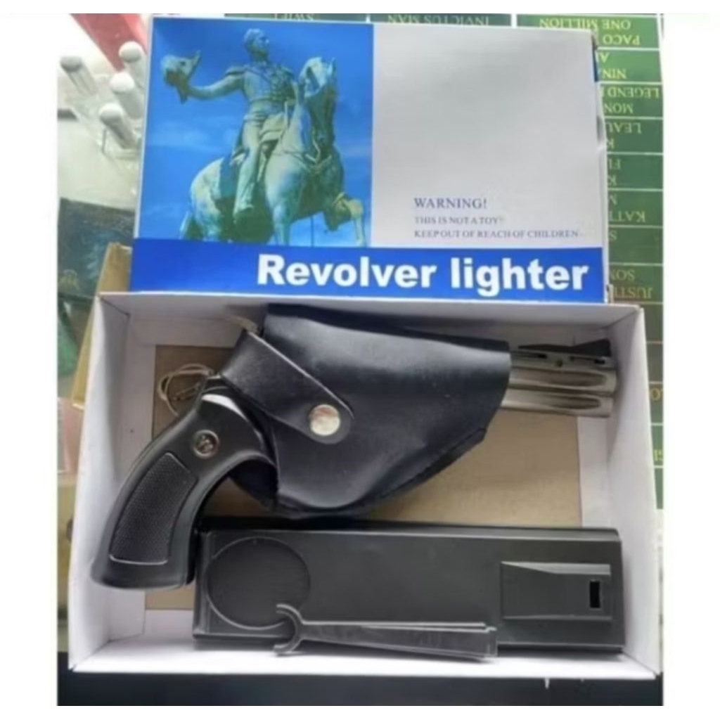 mancis korek api model pistol revolver python sarung besar toy gun lighter