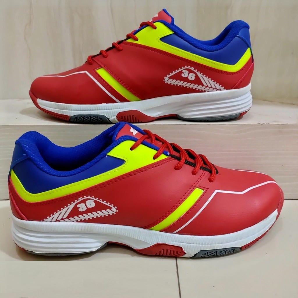 Sepatu Lining Badminton Pria Merah Hijau Olahraga Sport Tenis
