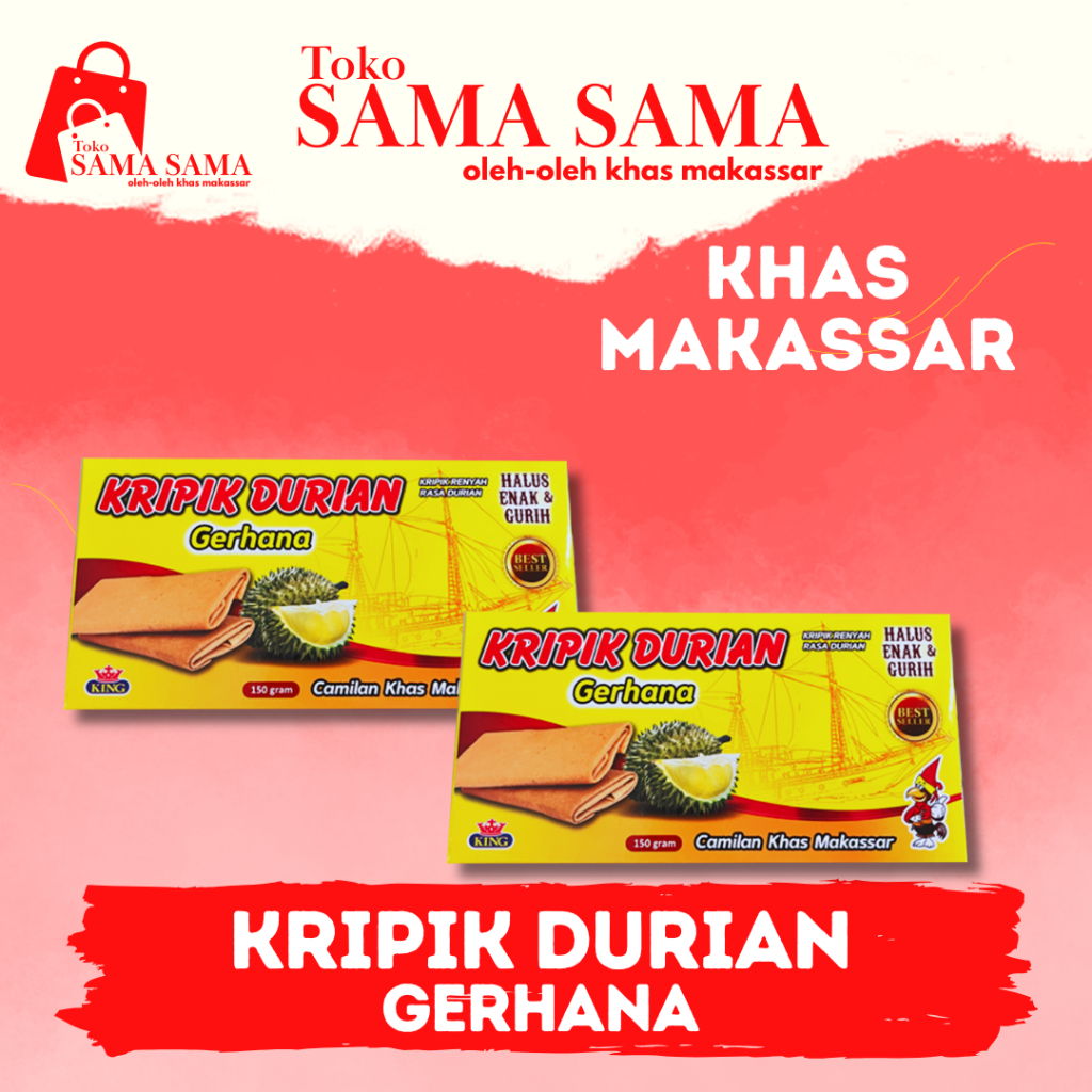 

GERHANA KRIPIK PISANG / KRIPIK DURIAN / KRIPIK KACANG KHAS MAKASSAR / OLEH-OLEH MAKASSAR