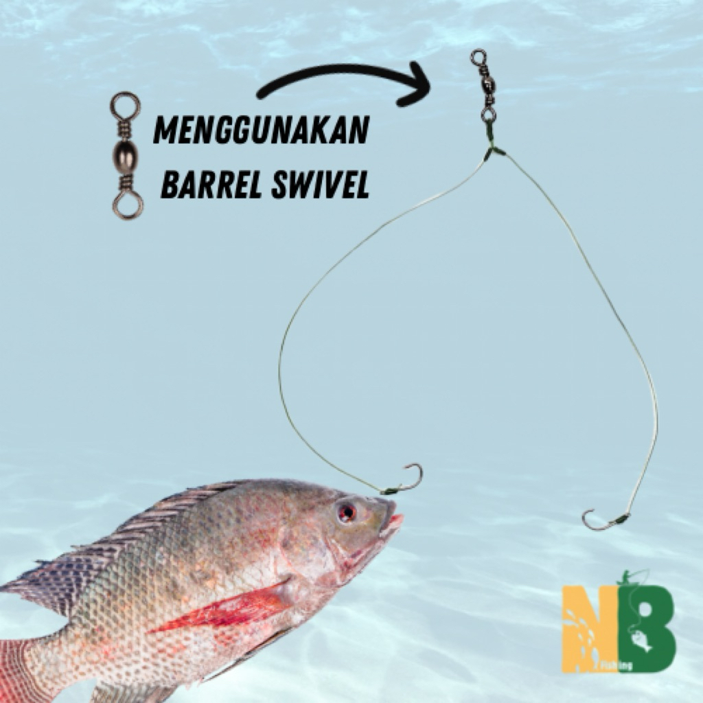 Rangkaian Kail Pancing Cabang 2 Untuk Ikan Mas, Nila, dan Lele