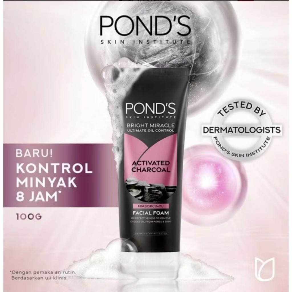 Ponds Pembersih Wajah Facial Foam Pure Bright/ Charcoal 100G