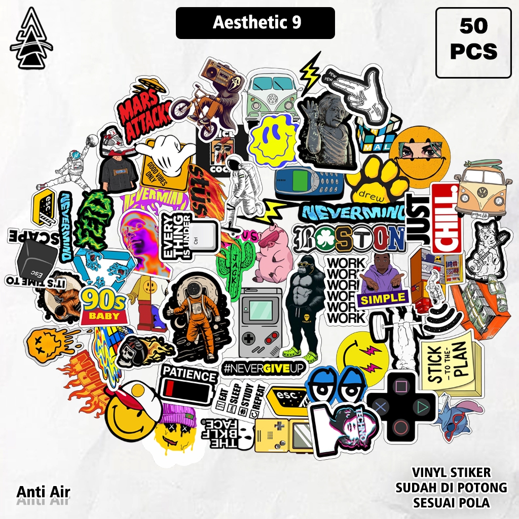 

50pcs Stiker Pack Hypebeast Aesthetic Anti Air - Cocok Ditempel Di Helm, Case Hp, Laptop