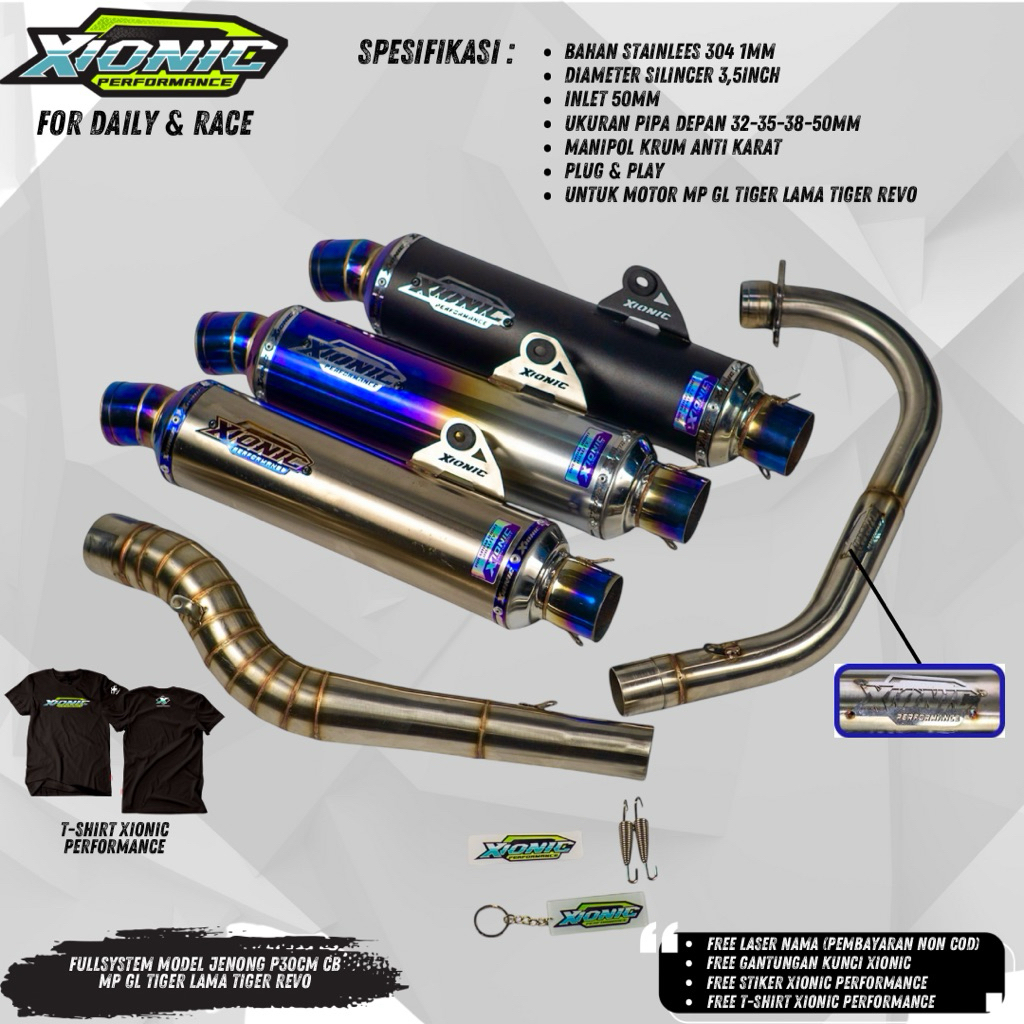 Knalpot Racing Herex CB GL MP TIGER Xionic Performance Model JENONG LEHER J Fullsystem