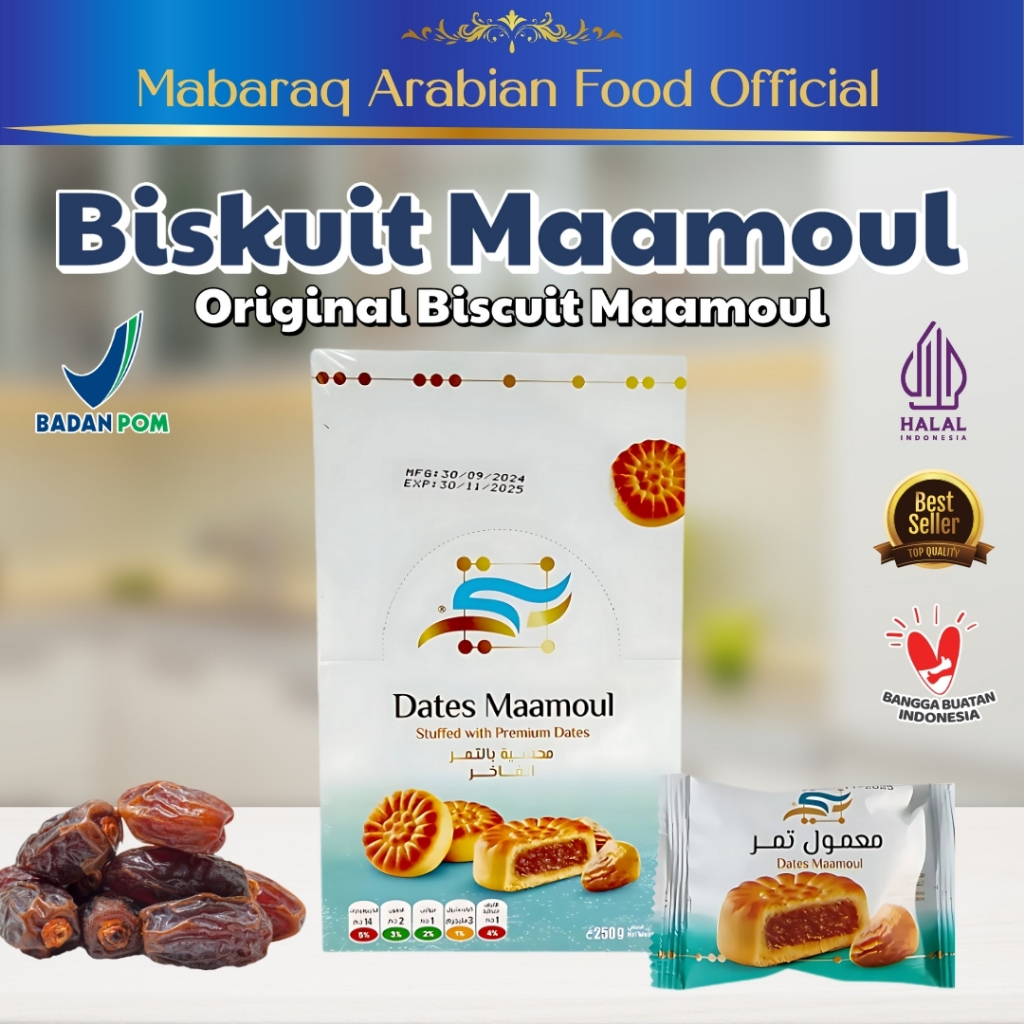 

Biskuit Kurma Maamoul 250gr isi 12pcs | Original Arab Saudi | Dates Maamoul | Premium Dates