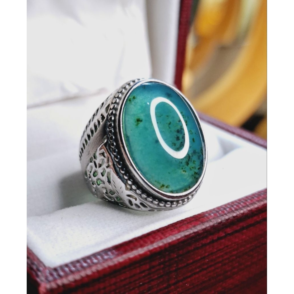 Bacan Doko Coklat Crystal Super | Ring Monel Ukir
