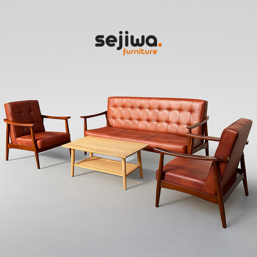 Set Kursi Tamu Model Vintage / Sofa Tamu Model Retro / Sofa Tamu Minimalis / Sofa Cafe Jadul