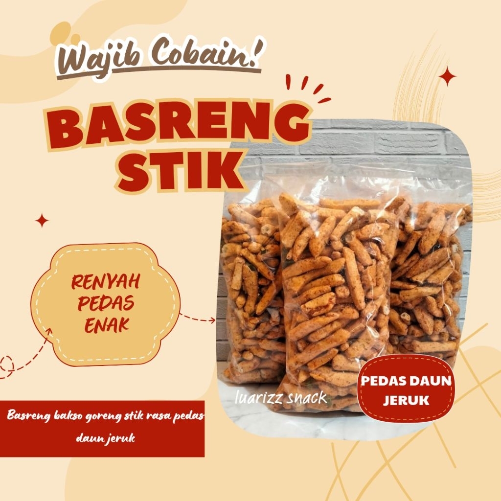 

250 gr Bastik Basreng Stik Pedas Daun Jeruk Kiloan