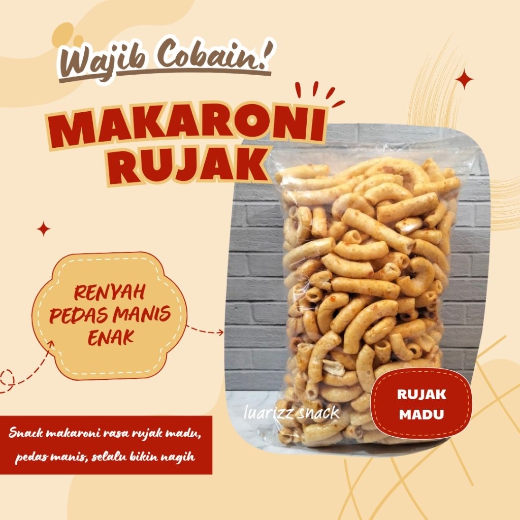 

250 gr Makaroni Bumbu Rujak Madu Pedas Manis Kiloan Murah