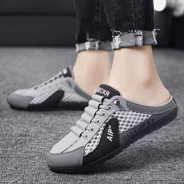 Sepatu Sendal Slip On pria Dewasa nyaman GREY model bertali