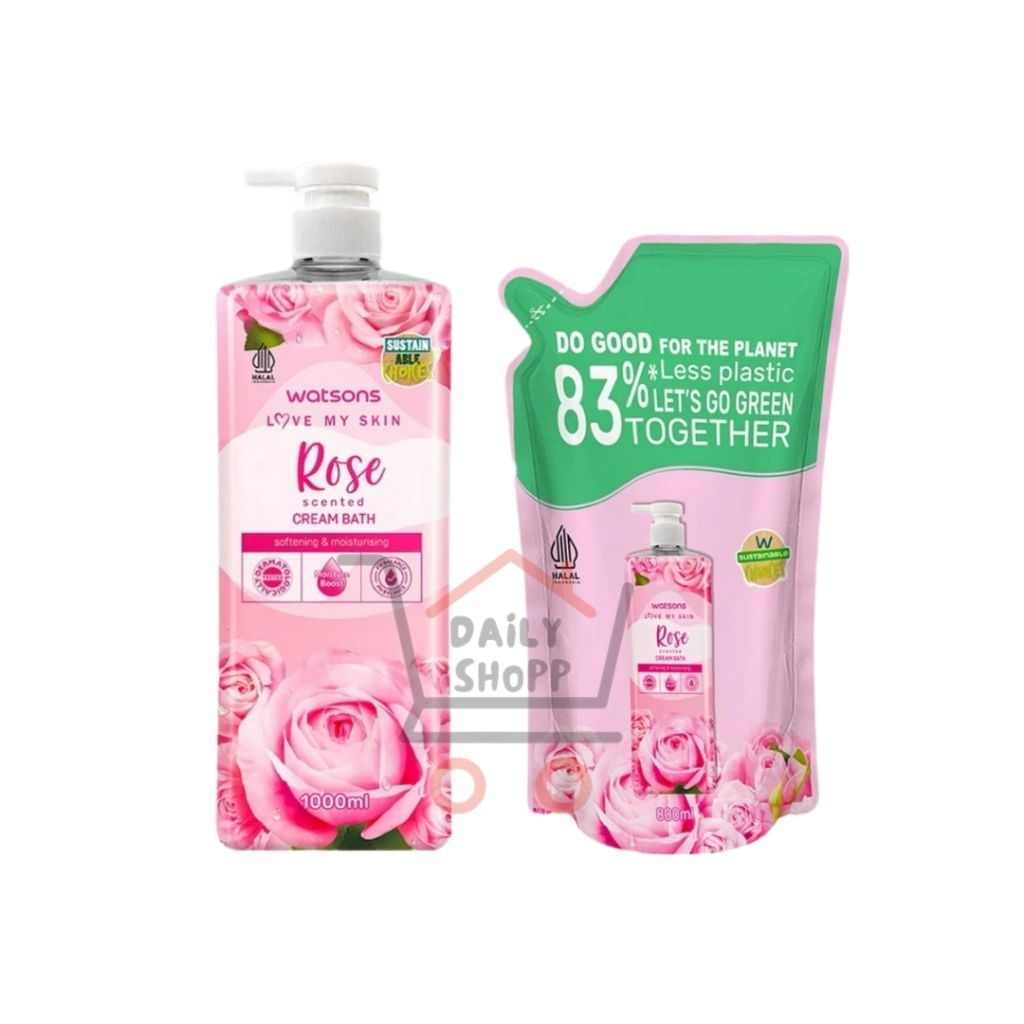 Watsons Bodywash ROSE SCENTED Cream Bath Shower Cream Body Wash Sabun Mandi Cair 1 Liter / 800ml Pou