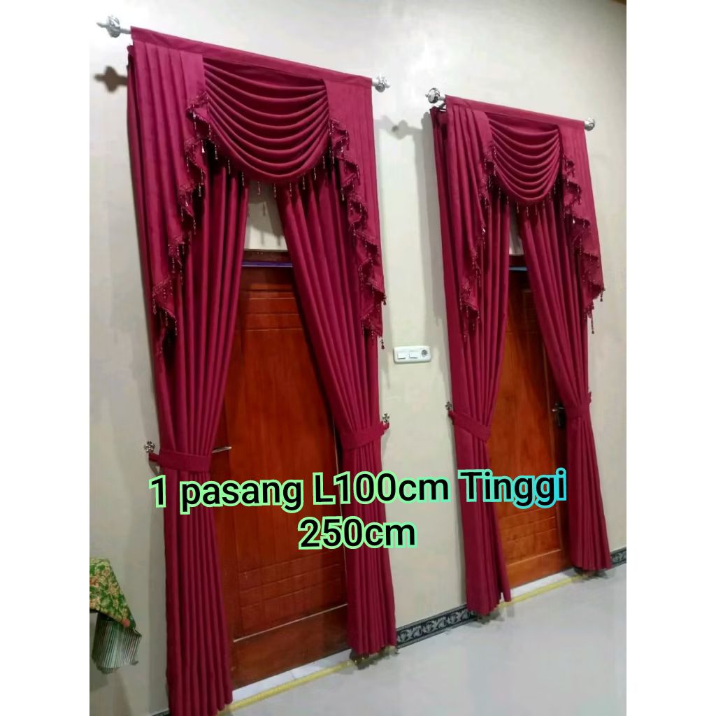 Gorden Poni gelombang 1 set panjang 2 meter hordeng jendela