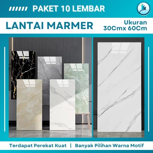 Stiker Lantai Vinyl Motif Marmer Marbel Wall Setiker Granit Tempel Ukuran 30x60cm Elegan Aesthetic
