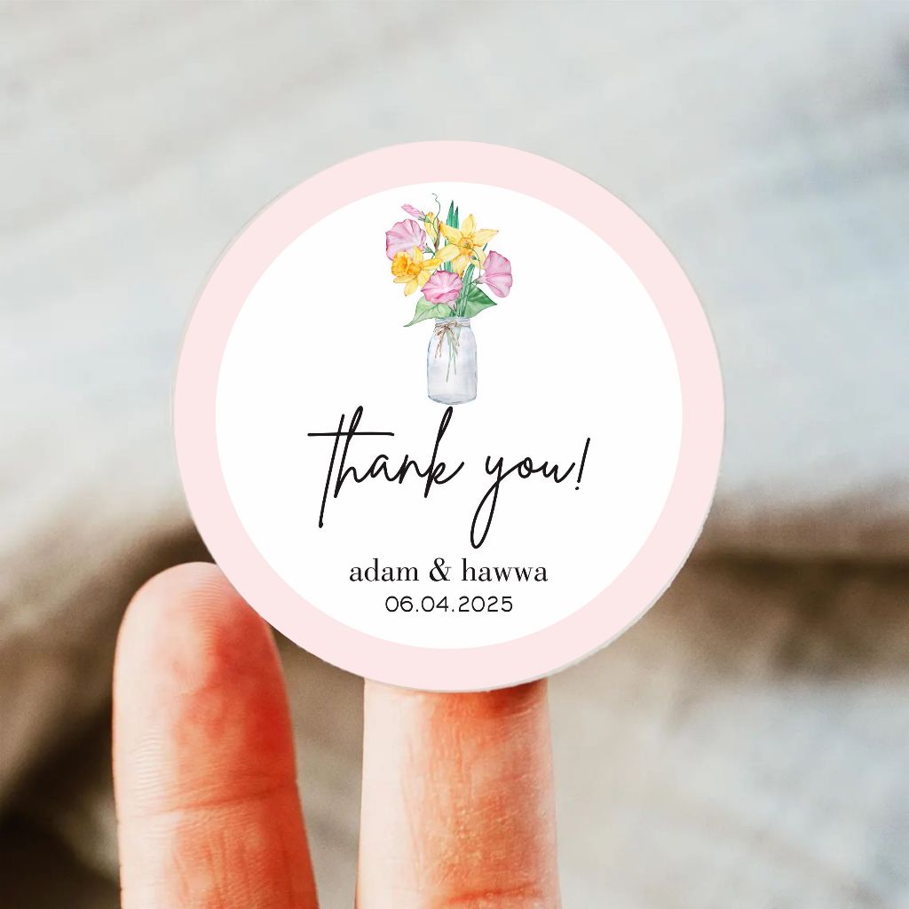

(ISI 54) Sticker Wedding Bulat Custom | Stiker Souvenir Pernikahan | Stiker Nama Custom | Cetak Segel Souvenir Nikah