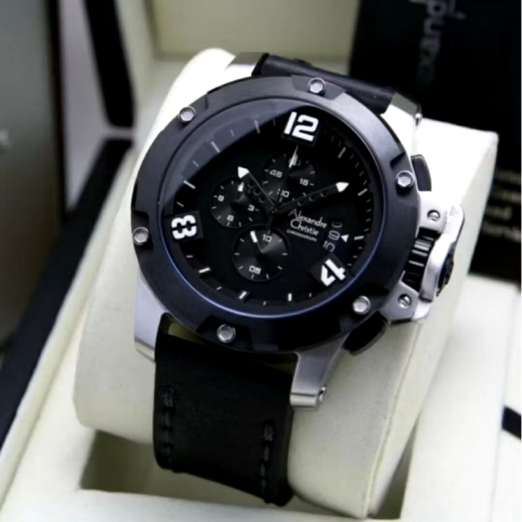 Jam Tangan Pria Alexandre Christie AC 6295 Full Black Original Garansi Resmi 1 Tahun