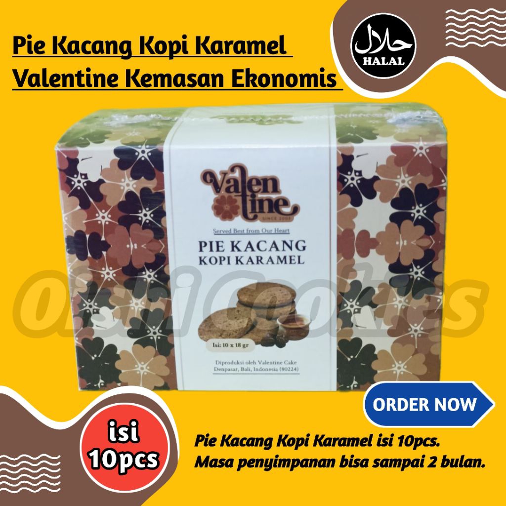 

Kacang Bali (Pie Kacang Valentine) Rasa Kopi Karamel isi 10pcs Kemasan Ekonomis