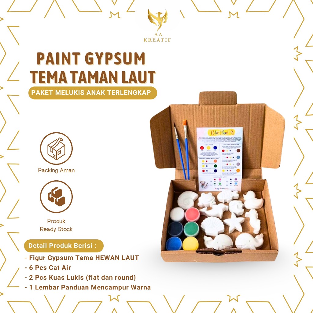 

Paket Lukis Gypsum Terlengkap Tema Taman Laut Lengkap 6 PCS Cat dan 2 Kuas
