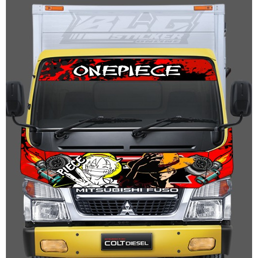 STIKER KAP DEPAN + KACA CANTER TRUK DECAL MOBIL CUSTOM KARTUN ONEPIECE