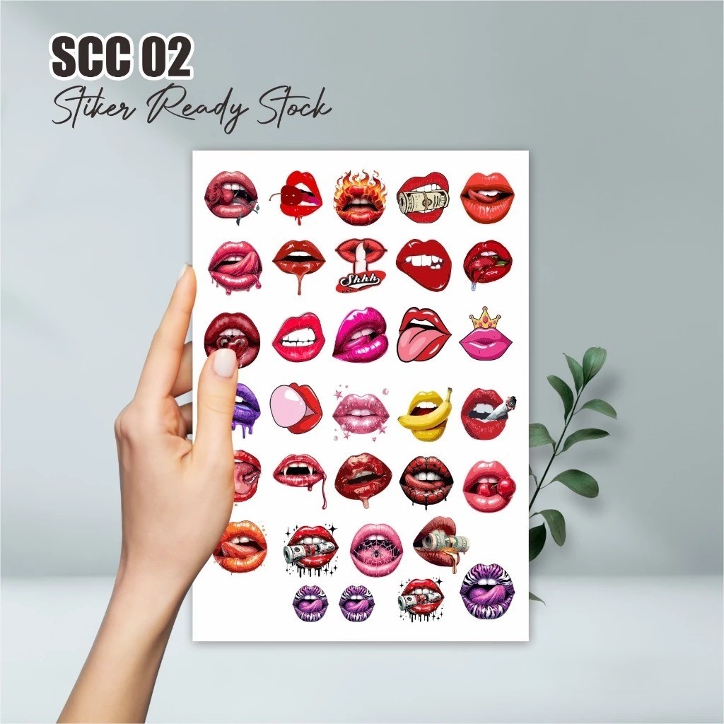 

STIKER KISS MURAH LUCU - STIKER VINYL ANTI AIR READY STOCK - STIKER SCC 02