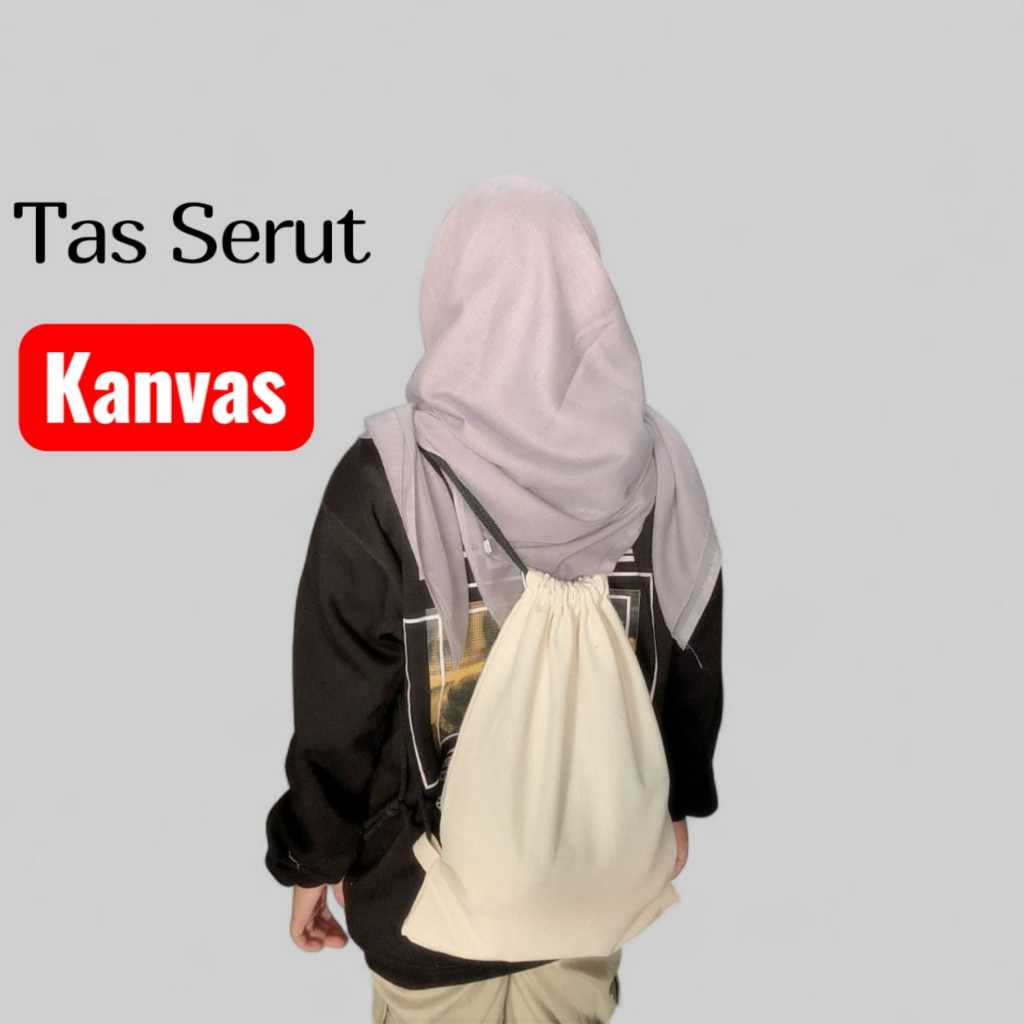 Tas Serut Gendong Polos Bahan Kanvas Tebal Korea Style Unisex
