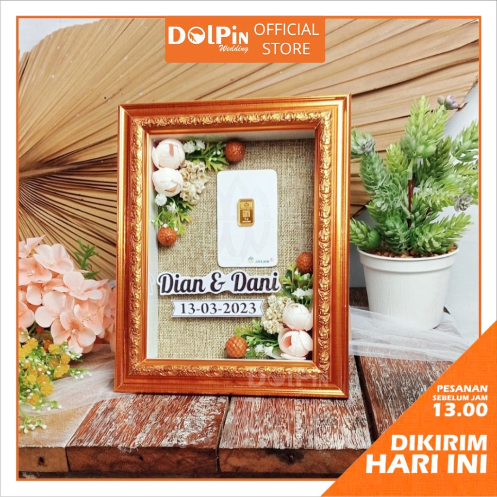 Pigura Frame Bingkai Tempat Logam Mulia Rustic untuk Mahar Seserahan dan Pernikahan - FLMR