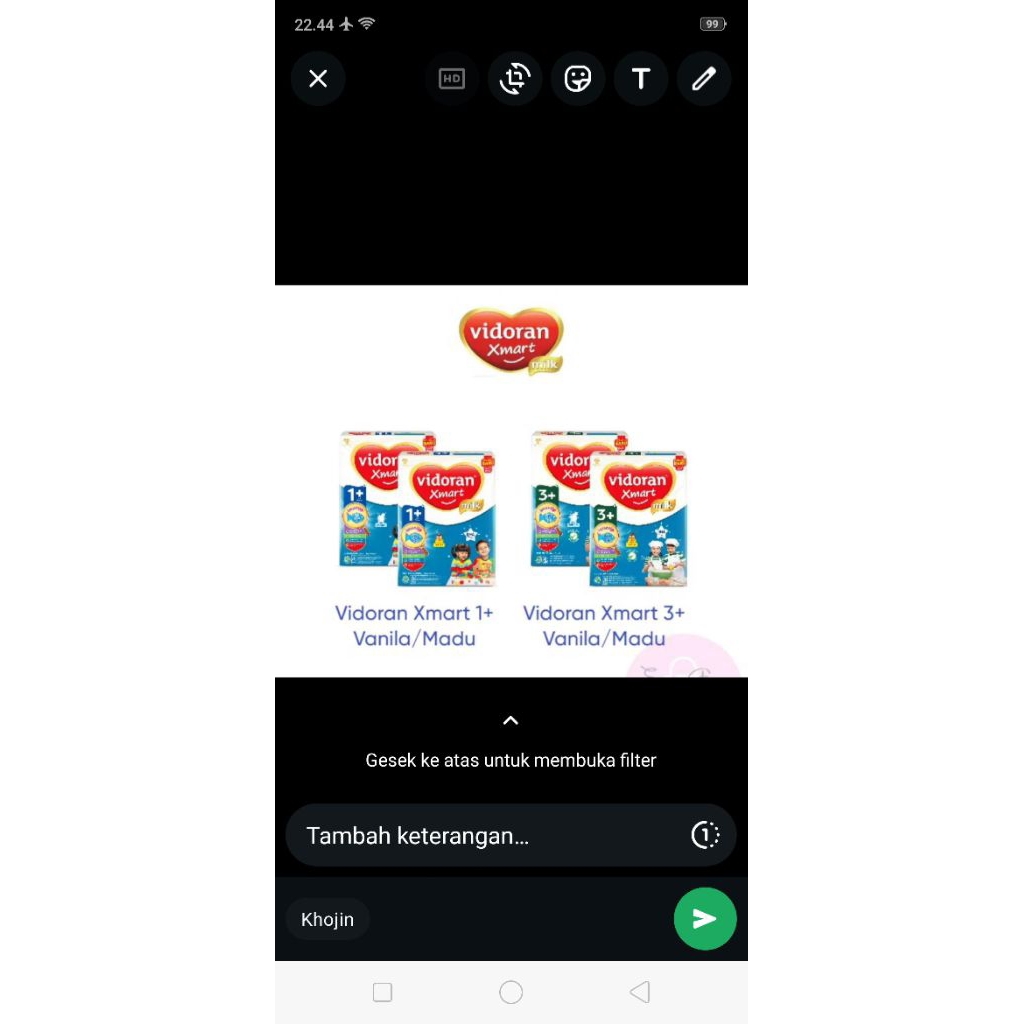 

READY. vidoran 1+ & 3+ rasa madu dan vanila netto 925 gram expaed 2026